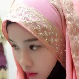 Hijab Scarf Sub Gold Rhinestones Female Long Folk Style (Pink)
