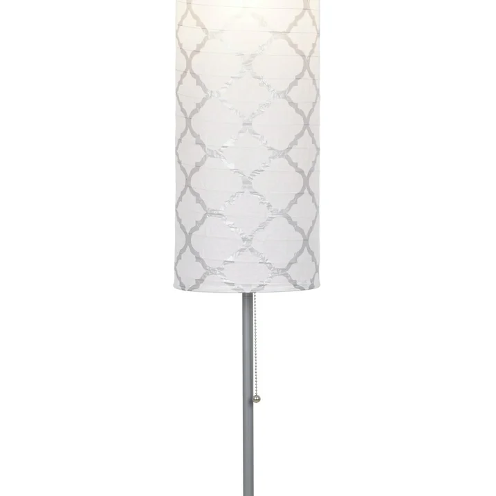 mainstays 54" paper shade floor lamp, white & silver crinkle paper shade with gray pole & base