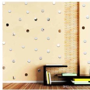 100 pcs 3d diy acrylic mirror wall sticker round shape stickers decal mosaic mirror room home decor (silver)