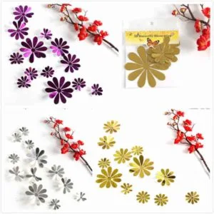 3d diy acrylic mirror surface sun flowers wall sticker for kids rooms wall decals home decor wedding party decoration art mural