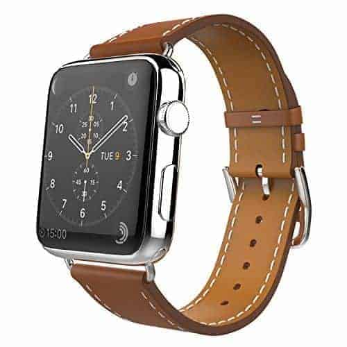 Apple Watch Band Genuine Leather Brown for Apple Watch 38mm 40mm 41mm or 42 44 45mm Replacement Strap for Series 7 6 5 4 3 2 1