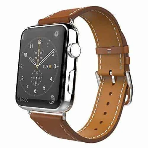Apple Watch Band Genuine Leather Brown for Apple Watch 38mm 40mm 41mm or 42 44 45mm Replacement Strap for Series 7 6 5 4 3 2 1