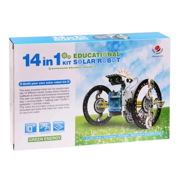 14 in 1 diy solar powered robot plastic block assembling puzzle