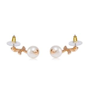 imitation pearl leaf butterfly style earrings