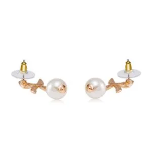 imitation pearl leaf butterfly style earrings