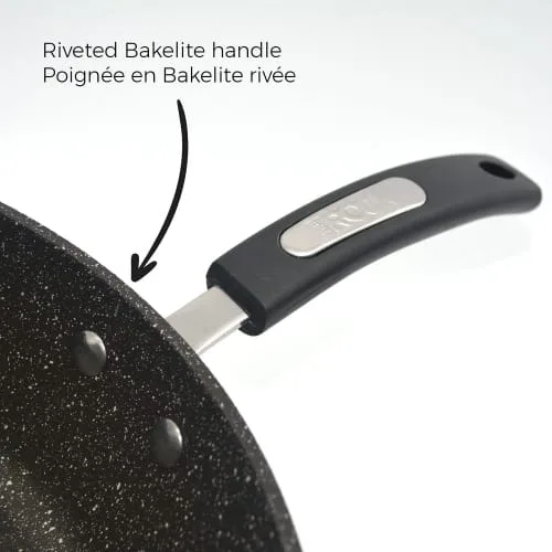 starfrit the rock 30cm (12") non stick jumbo cooker pan with lid durable forged aluminum oven safe black