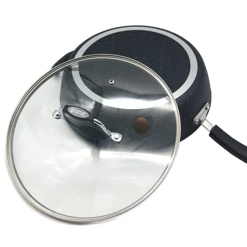 starfrit the rock 30cm (12") non stick jumbo cooker pan with lid durable forged aluminum oven safe black