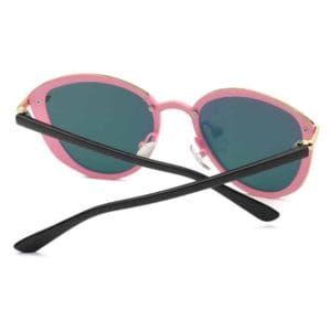 women fashion retro round metal frame uv400 polarized sunglasses (pink)