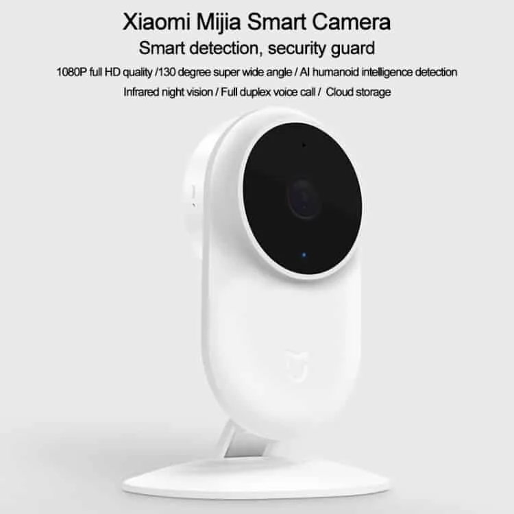 xiaomi mijia smart home security 130 degrees wide angle 1080p full hd wifi ip camera, us plug (white)