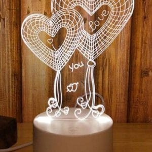 double heart balloon i love you 3d led night light desk lamp,romantic gift for lover,wife,boyfriend or girlfriend