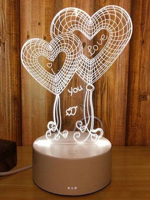 double heart balloon i love you 3d led night light desk lamp,romantic gift for lover,wife,boyfriend or girlfriend