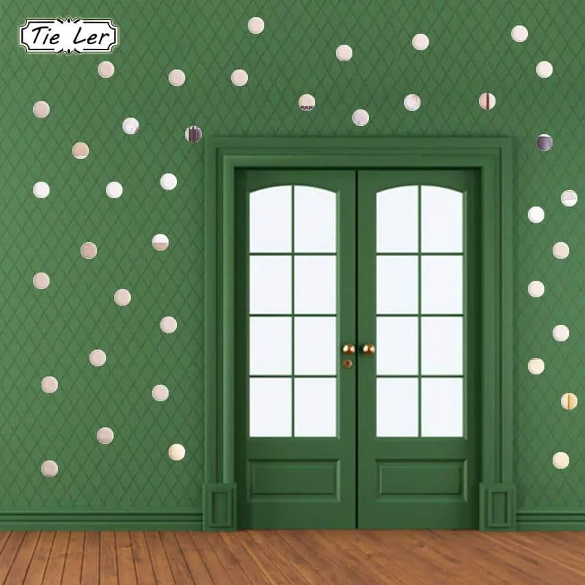100 pcs 3d diy acrylic mirror wall sticker round shape stickers decal mosaic mirror room home decor (gold)