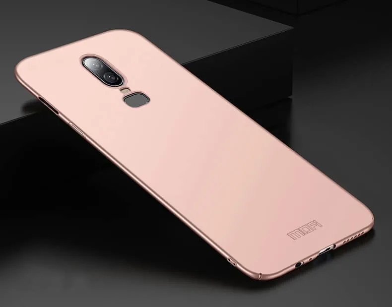 ultra thin frosted pc case for oneplus 6 from mofi (rose gold)