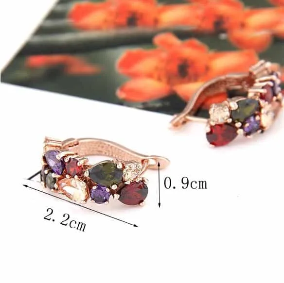 colorful zircon earrings stud jewelry for women and girls (silver)