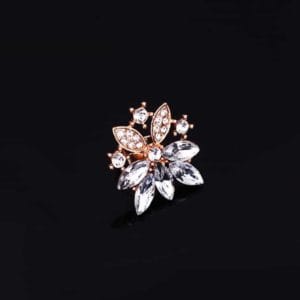 fashion diamond shape leaves flowers necklaces rings jewelry 2 pcs set for women (white)