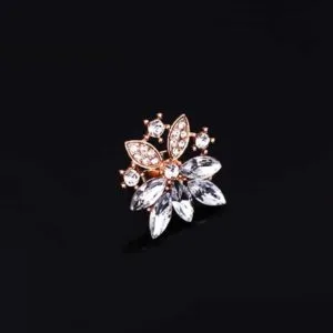 fashion diamond shape leaves flowers necklaces rings jewelry 2 pcs set for women (white)