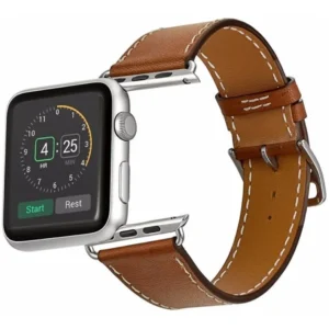 Apple Watch Band Genuine Leather Brown for Apple Watch 38mm 40mm 41mm or 42 44 45mm Replacement Strap for Series 7 6 5 4 3 2 1