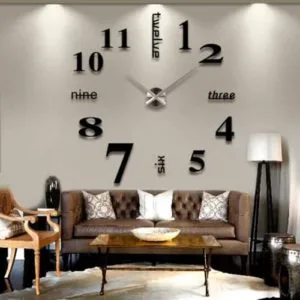 3d mirror diy wall sticker clock, size: 120*120cm (black)