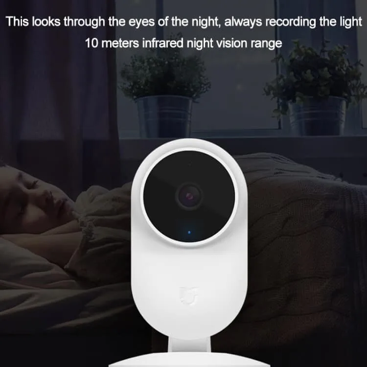 xiaomi mijia smart home security 130 degrees wide angle 1080p full hd wifi ip camera, us plug (white)
