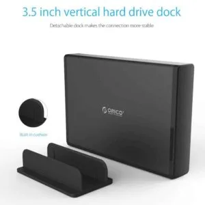 vertical aluminum external hard drive enclosure storage case hard drive dock for 3.5 inch sata hdd orico 7688u3 (black)