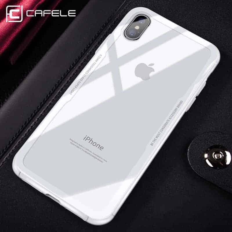 For iPhone X TPU + Tempered Glass Shockproof Protective Back Cover Case (White)