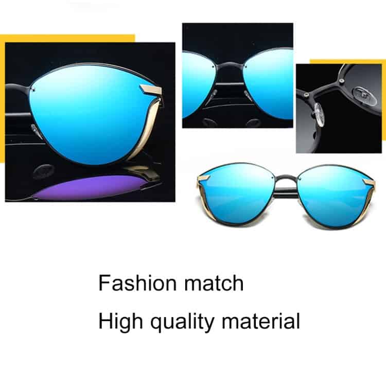 women fashion retro round metal frame uv400 polarized sunglasses (pink)