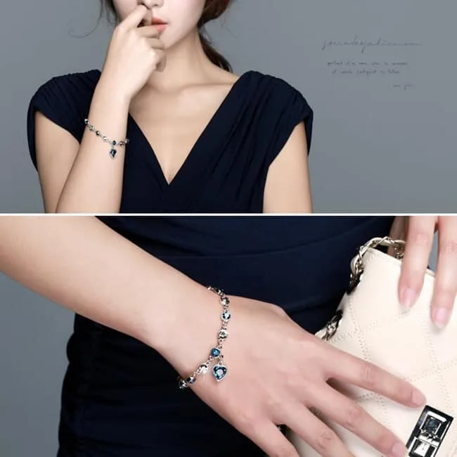 fashion 12 constellation crystal bracelets gold plated anti allergy bracelet jewelry (baby blue)