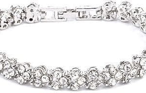 bracelet with artificial diamond inlaid glamorous female crystal (silver)