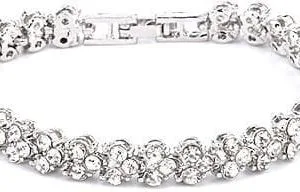 bracelet with artificial diamond inlaid glamorous female crystal (silver)