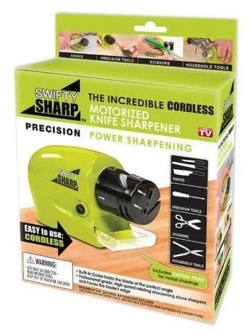 cordless electric knife sharpener with catch tray (green) from swifty sharp