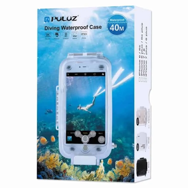 waterproof diving housing photo video taking underwater cover case for iphone 8 plus & 7 plus 40m/130ft (transparent) from puluz