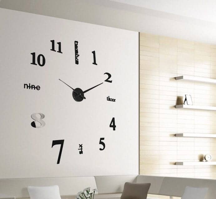 3d mirror diy wall sticker clock, size: 120*120cm (black)