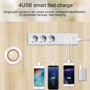 wifi remote control smart power socket works with alexa & google home 4 x usb ports + 3 x eu plug jack cable length: 1.8m ac 90 265v eu plug