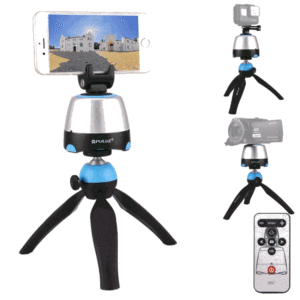360 degree rotation panoramic head + tripod mount + gopro clamp + phone clamp with remote controller for smartphones, gopro, dslr cameras from puluz electronic (blue)