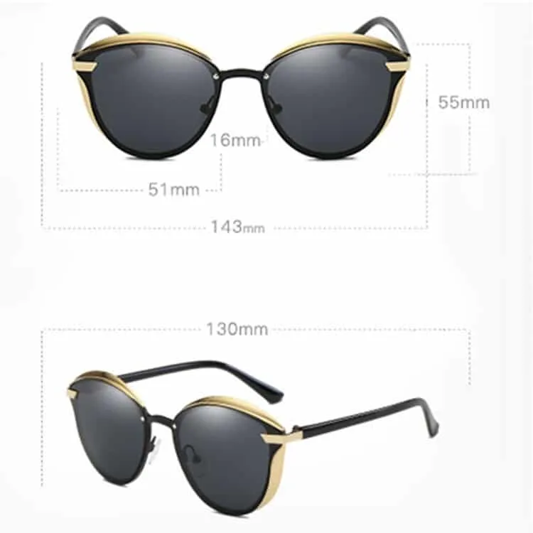 women fashion retro round metal frame uv400 polarized sunglasses (pink)