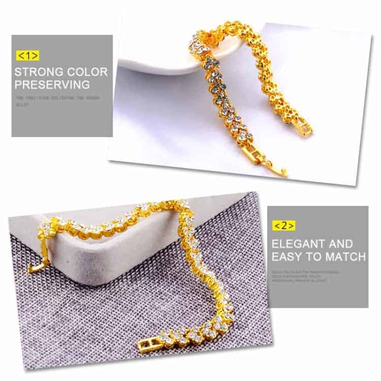 bracelet with artificial diamond inlaid glamorous female crystal (gold)