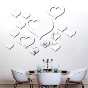 love shape mirror art decor wall stickers living room decoration wall decoration sets (silver)