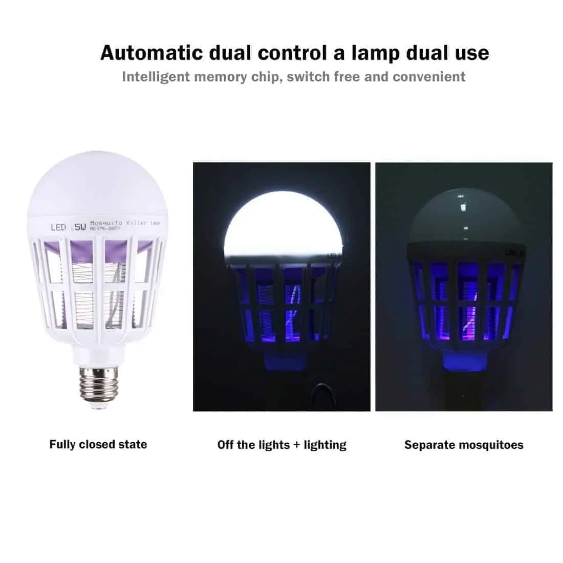 2 in 1 15w white light + light mosquito killer lamp