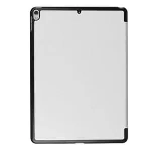 smart case for ipad pro 10.5 inch pu litchi texture 3 folding clear back cover with holder (white)