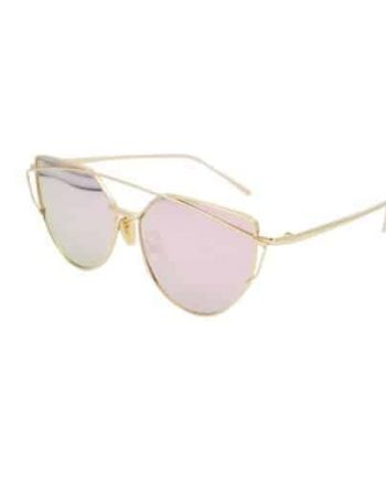 Unisex Fashion Color Film UV400 Reflective Sunglasses (Gold + Pink)