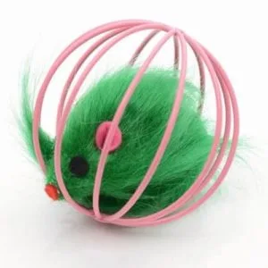 false mouse in cage cat playing cage ball funny toy