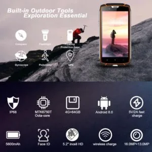 vkworld vk7000 triple proofing phone, 4gb+64gb (orange)