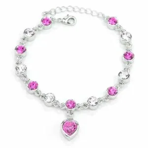 fashion 12 constellation crystal bracelets gold plated anti allergy bracelet jewelry (magenta)