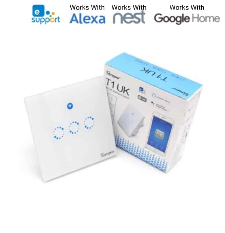 sonoff t1 uk 1 gang wifi & rf 86 type smart wall touch light switch Sonoff T1 UK 1 Gang WiFi & RF 86 Type Smart Wall Touch Light Switch