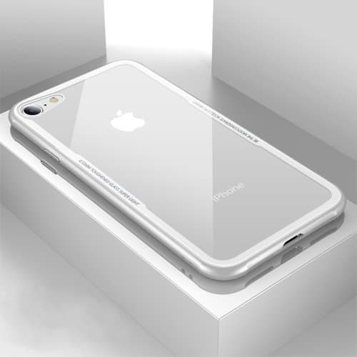 For iPhone X TPU + Tempered Glass Shockproof Protective Back Cover Case (White)