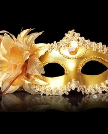 Halloween Masquerade Party Dance Plating Side Flower Feather Venice Princess Mask (Gold)