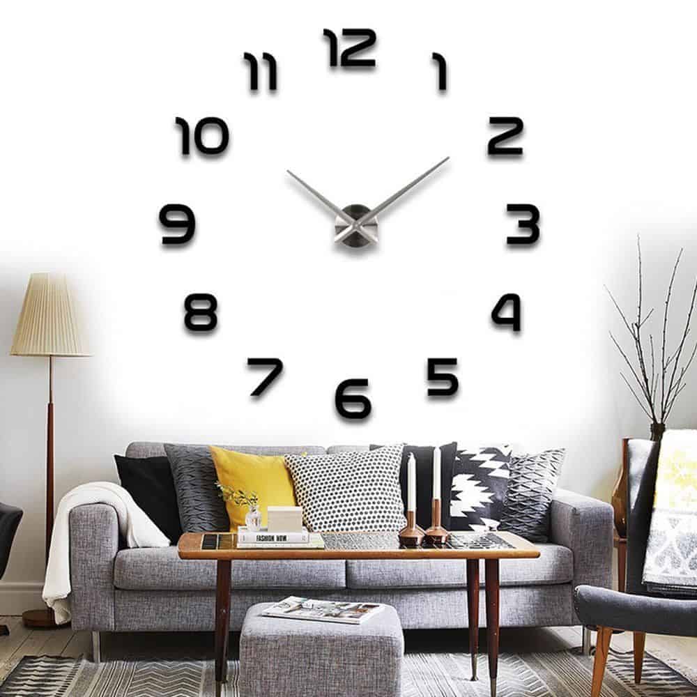 3d mirror diy wall sticker clock, size: 120*120cm (black)