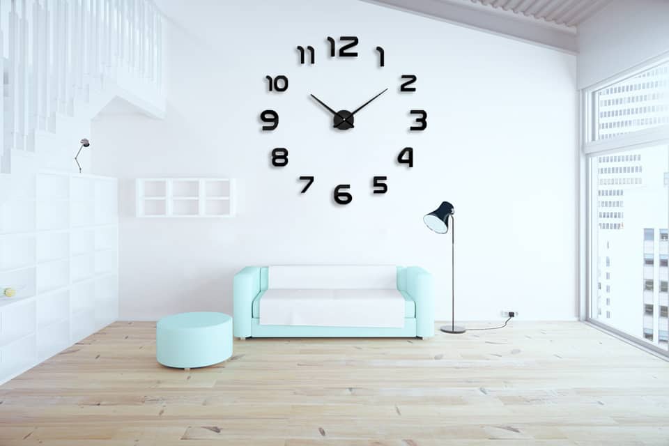 3d mirror diy wall sticker clock, size: 120*120cm (black)