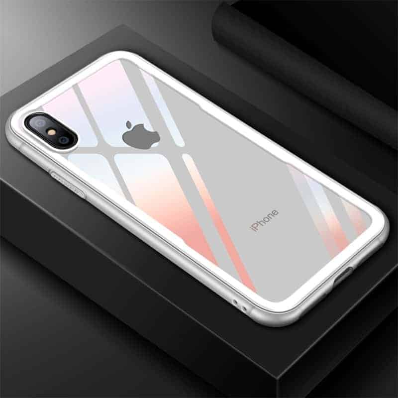 for iphone x tpu + tempered glass shockproof protective back cover case (white) For iPhone X TPU + Tempered Glass Shockproof Protective Back Cover Case (White)