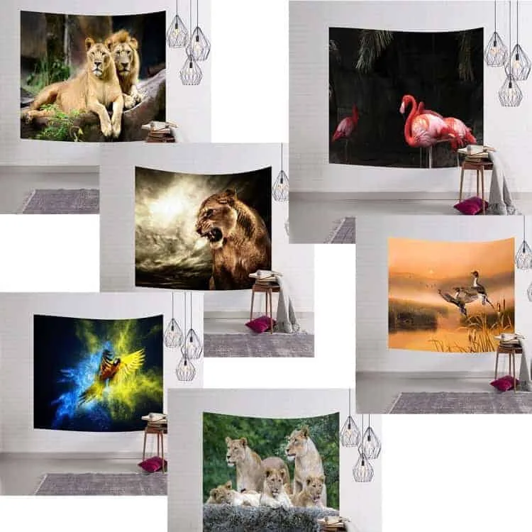 3d digital painting animal world wall hanging carpet beach towel multi function tapestry size 153*102cm sku 12330